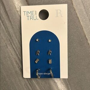 Time and Tru Silver Earrings Set with Initials